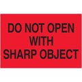 Box Partners 2 x 3 in. Do Not Open with Sharp Object LabelsFluorescent Red DL1618